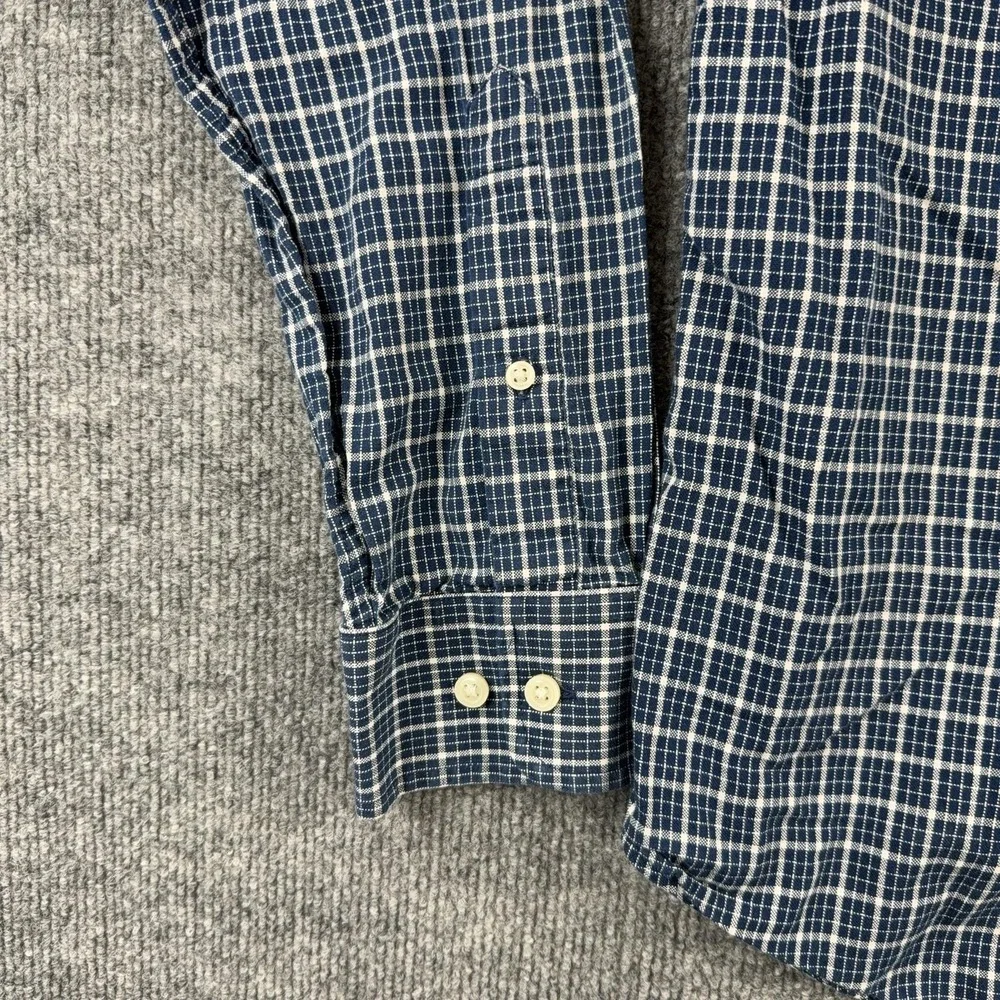 Banana Republic Shirt Mens Large Blue Check Long Sleeve Button Down Slim Fit